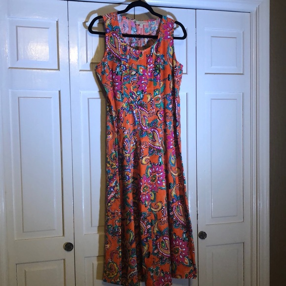 Choices Colorful Linen Summer Dress Sleeveless scoop neck Side Zip SZ M R2 - Picture 1 of 9